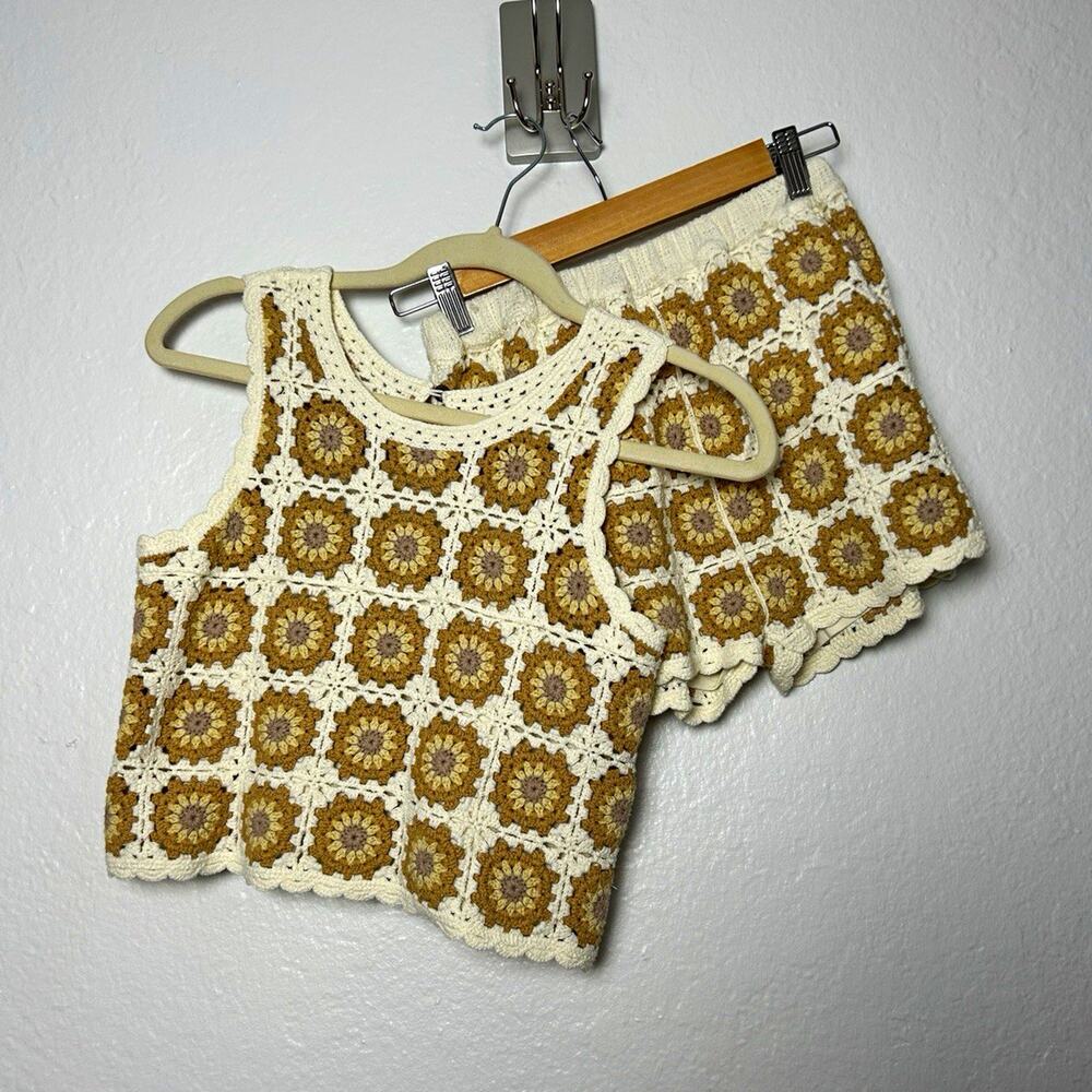 Rylee + Cru Crochet Tank Set - Marigold Daisy Boho Size 12 Years